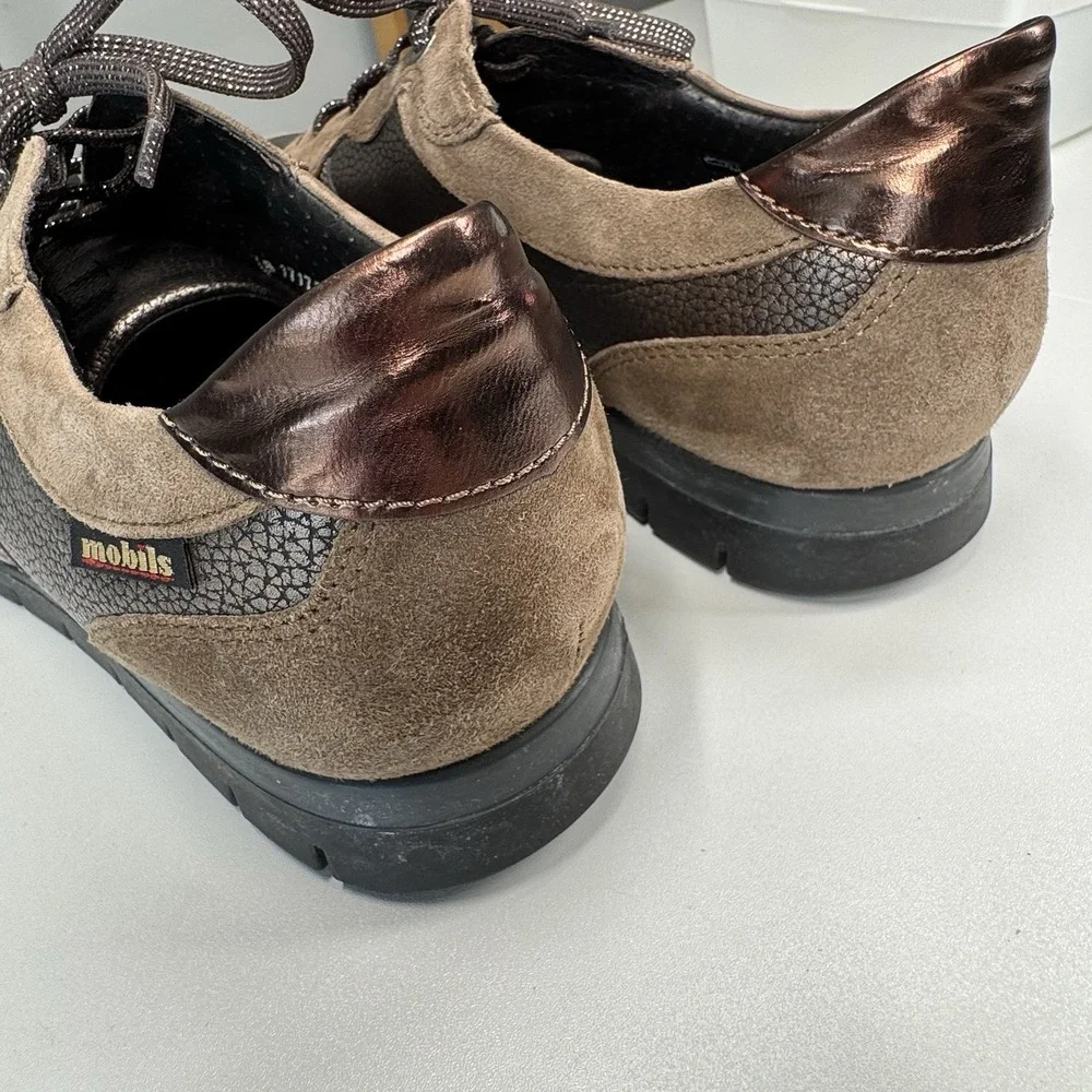 Mephisto Mobils Patrizia Brown Leather Wedge Sneakers Womens Size 7.5 US 5 EUR